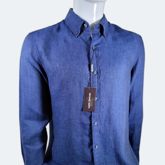 NWT MICHAEL KORS Men's Yarn Dyed 100% Linen Button Up‎ S, XL - Picture 1 of 14